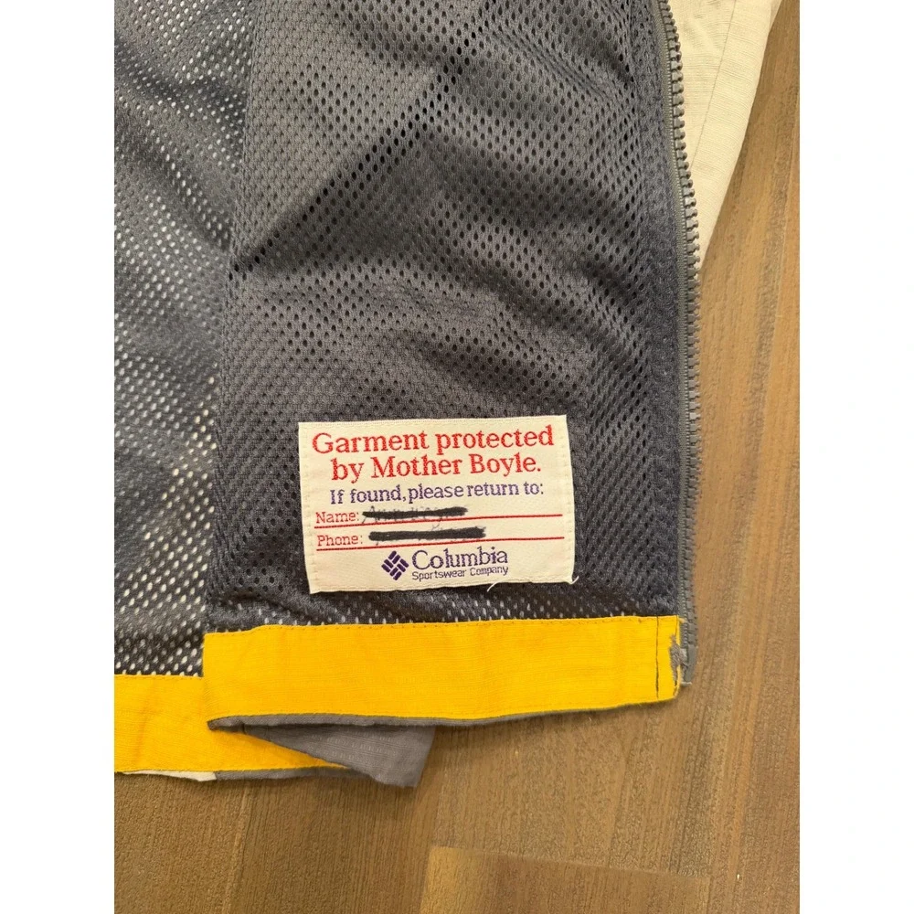Columbia Vintage Packable Windbreaker Jacket Yellow Grey Kids Youth 10/12 L‎